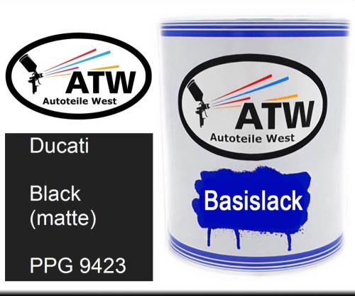 Ducati, Black (matte), PPG 9423: 1L Lackdose, von ATW Autoteile West.